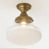 Retro Frosted Glass Semi-Flush Ceiling Light