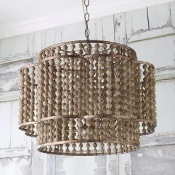 Rustic Beaded Layered Petal Chandelier