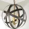 Rustic Metal Strap Globe Lantern - Medium 3 Light