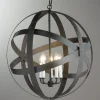 Rustic Metal Strap Globe Lantern - Large 5 Light
