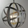 Rustic Metal Strap Globe Lantern - Large 5 Light