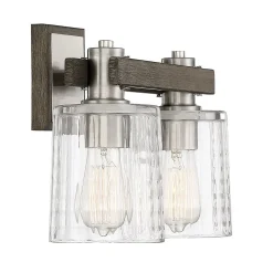 Rustic Ripple Glass Vanity Light - 2 Light