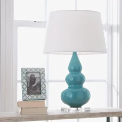 Sassy Ceramic Table Lamp - Lucite Base