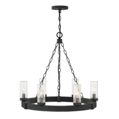 Seeded Contrast Outdoor Ring Chandelier - 6 Light