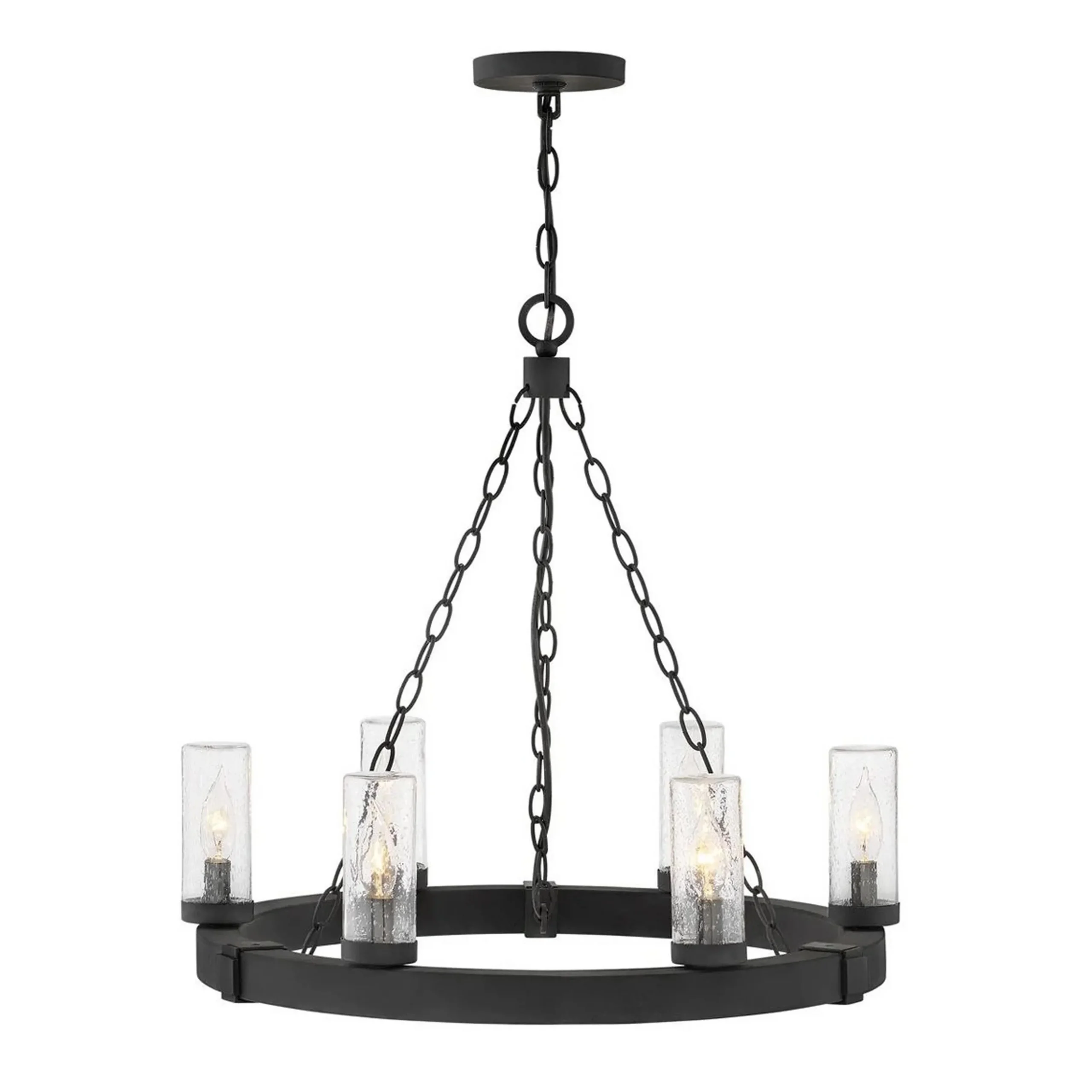 Seeded Contrast Outdoor Ring Chandelier - 6 Light
