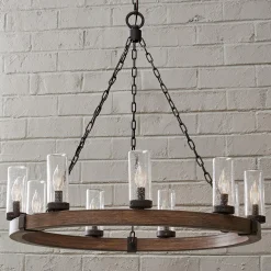 Seeded Contrast Outdoor Ring Chandelier - 9 Light