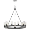 Seeded Contrast Outdoor Ring Chandelier - 9 Light