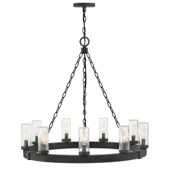 Seeded Contrast Outdoor Ring Chandelier - 9 Light