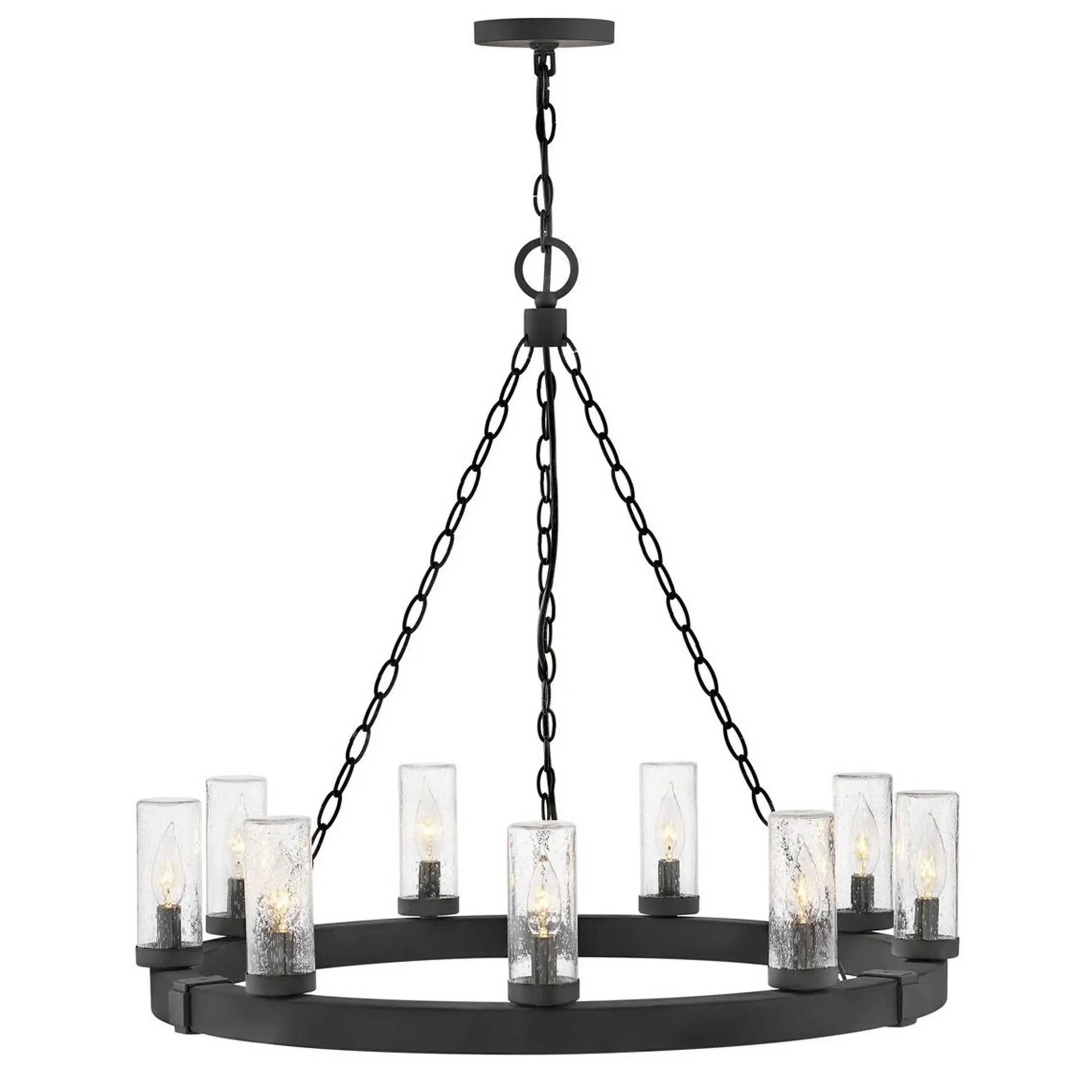 Seeded Contrast Outdoor Ring Chandelier - 9 Light