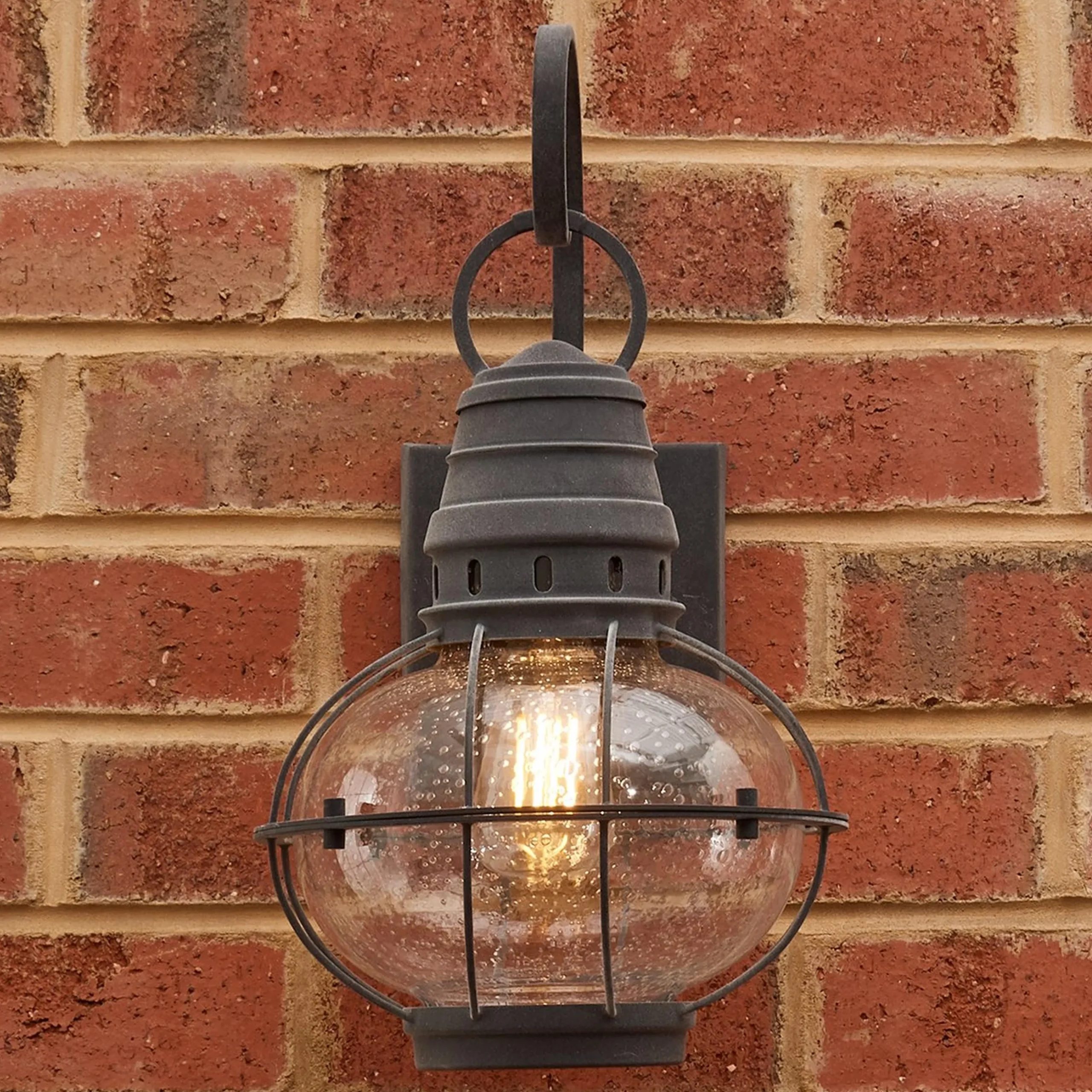 Seeded Glass Globe Outdoor Sconce - Medium