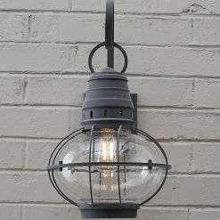 Seeded Glass Globe Outdoor Sconce - Large