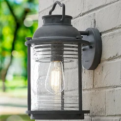 Seeded Glass Jar Outdoor Sconce - Medium