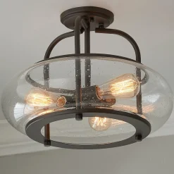Seeded Globe Vintage Semi-Flush Ceiling Light - Large