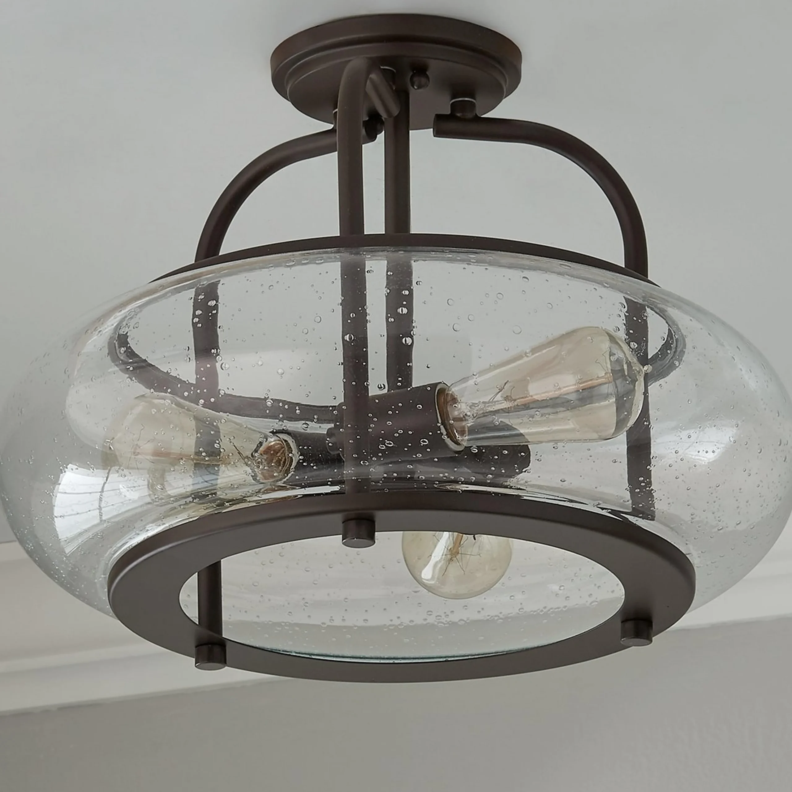 Seeded Globe Vintage Semi-Flush Ceiling Light - Large