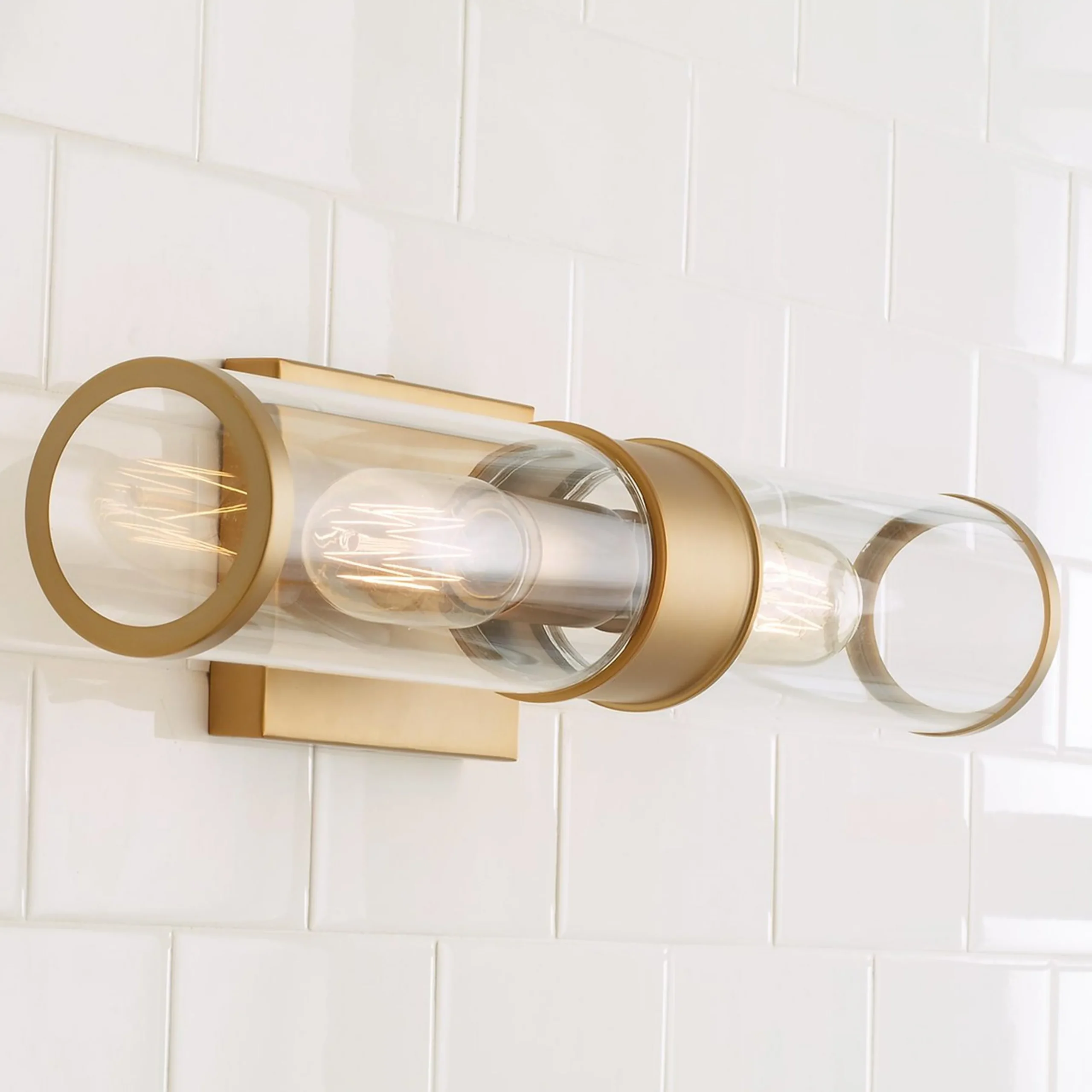 Simple Glass Cylinder Sconce - 2 Light
