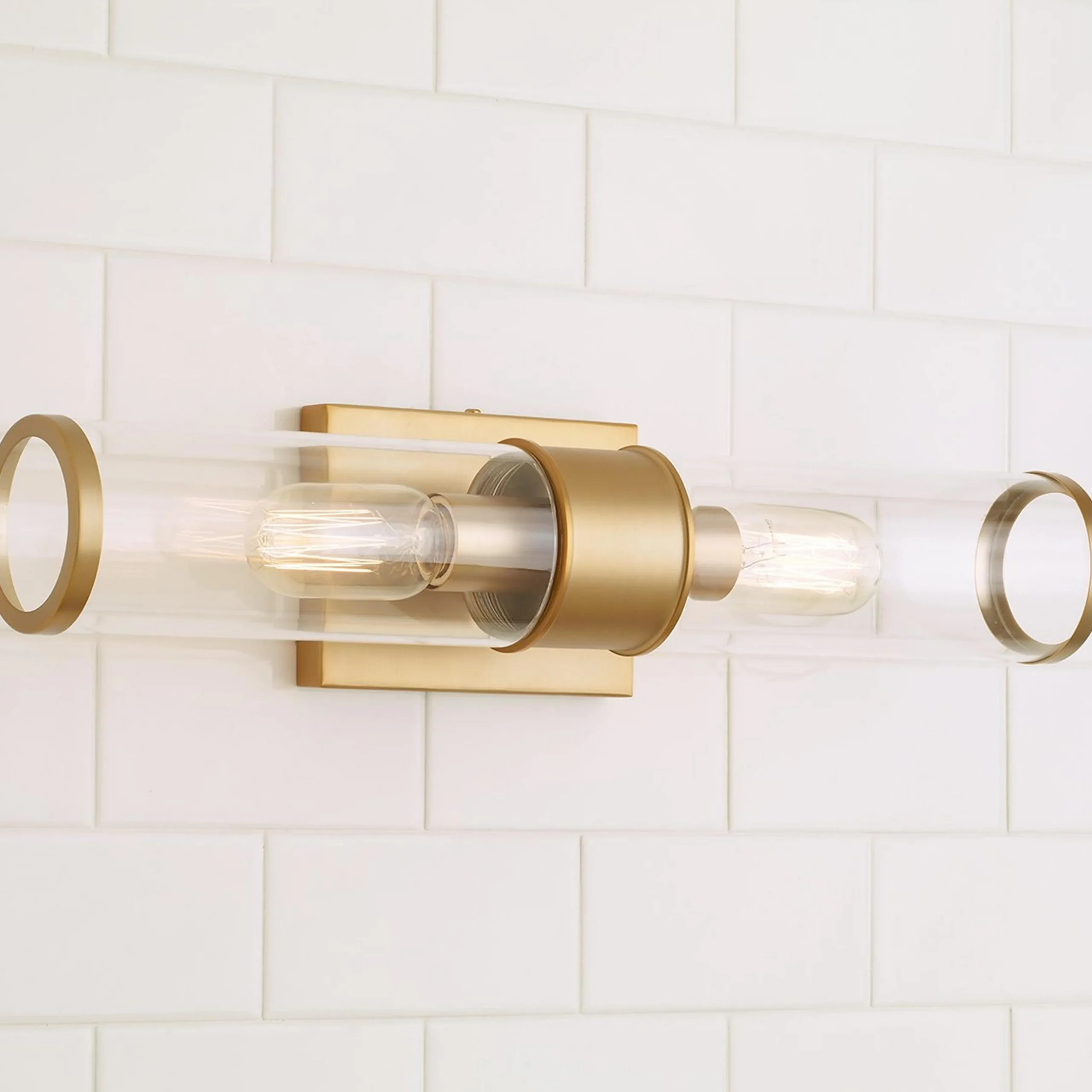 Simple Glass Cylinder Sconce - 2 Light
