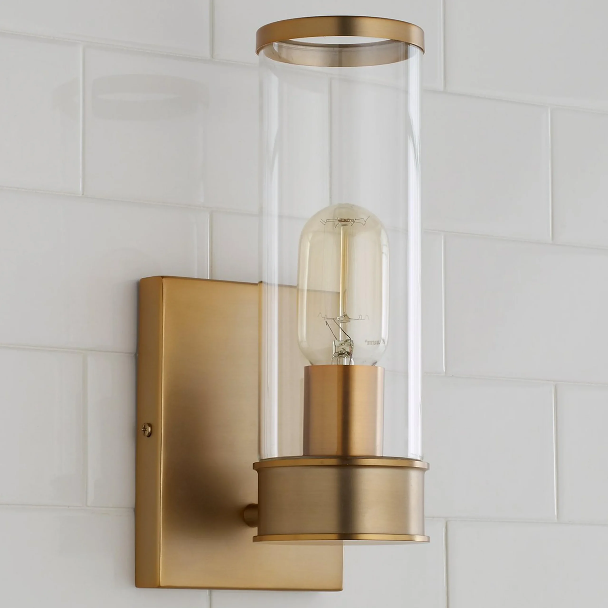 Simple Glass Cylinder Sconce - 1 Light