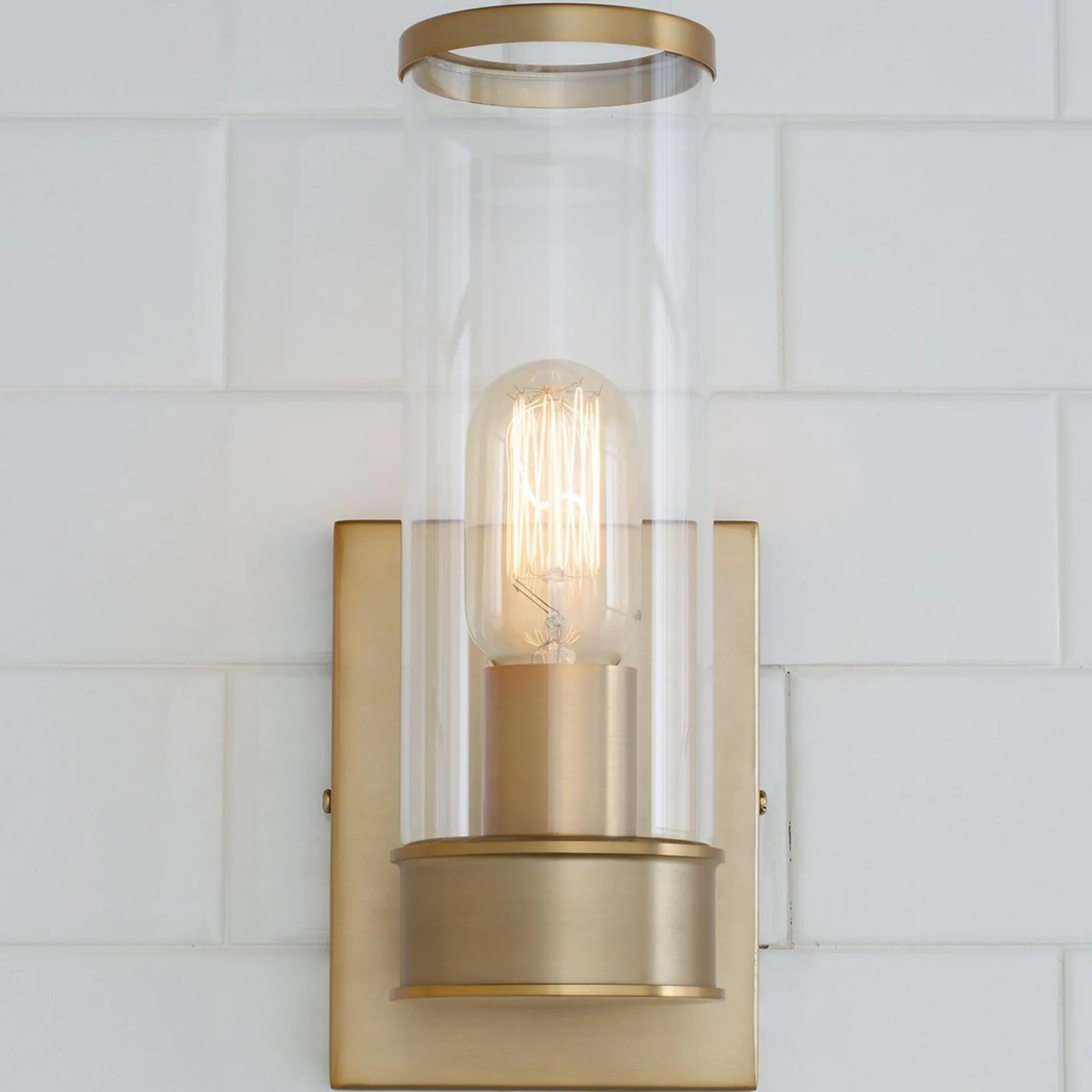 Simple Glass Cylinder Sconce - 1 Light
