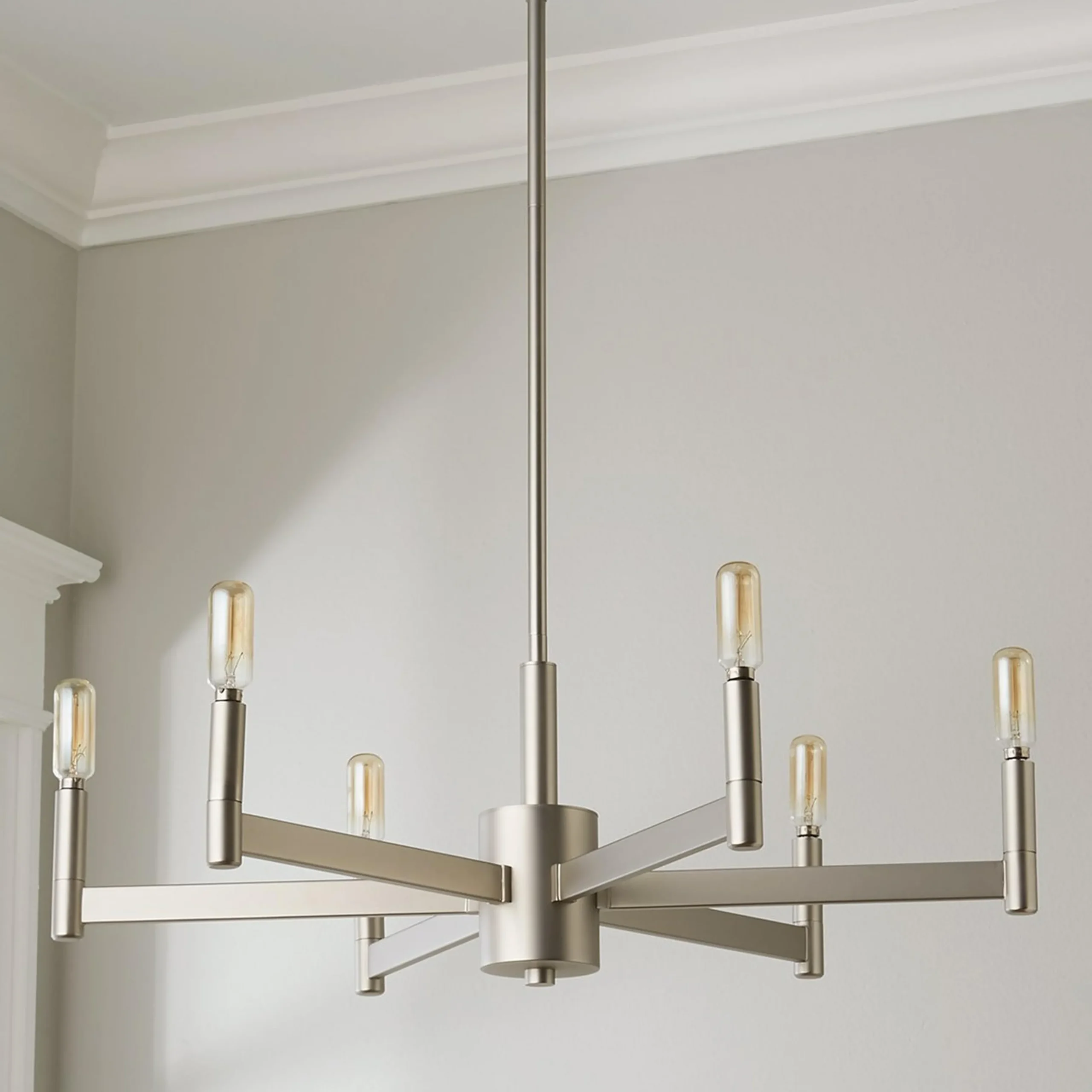 Sleekly Modern Squared Chandelier - 6 Light