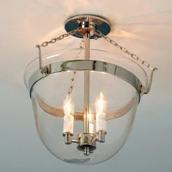 Smokebell Lantern Semi-Flush Ceiling Light - Large - Clear