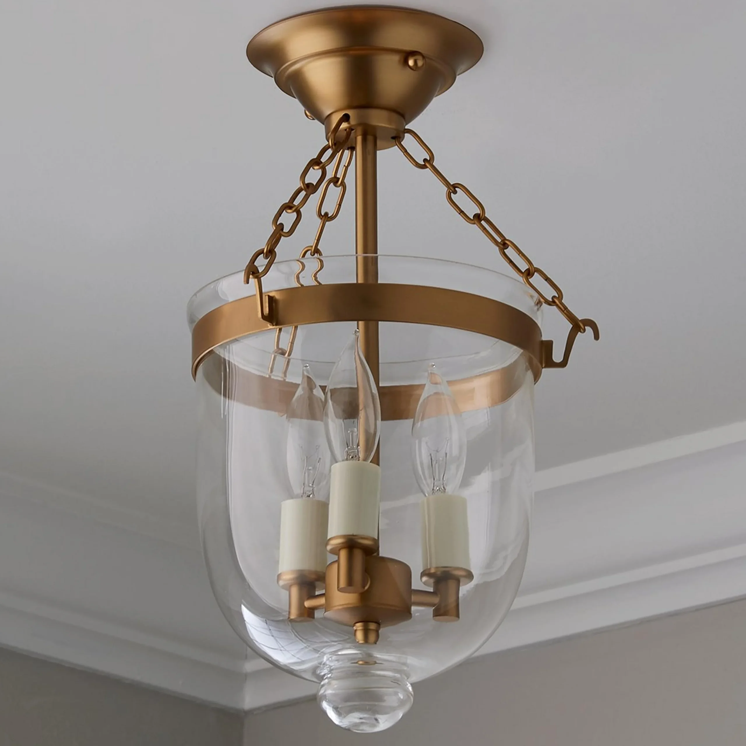 Smokebell Lantern Semi-Flush Ceiling Light - Small