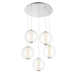 Spectrogram LED Chandelier - 5 Light - Clear