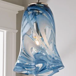 Stormy Skies Ruffled Art Glass Pendant