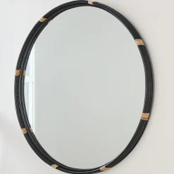 Striped Rattan Mirror