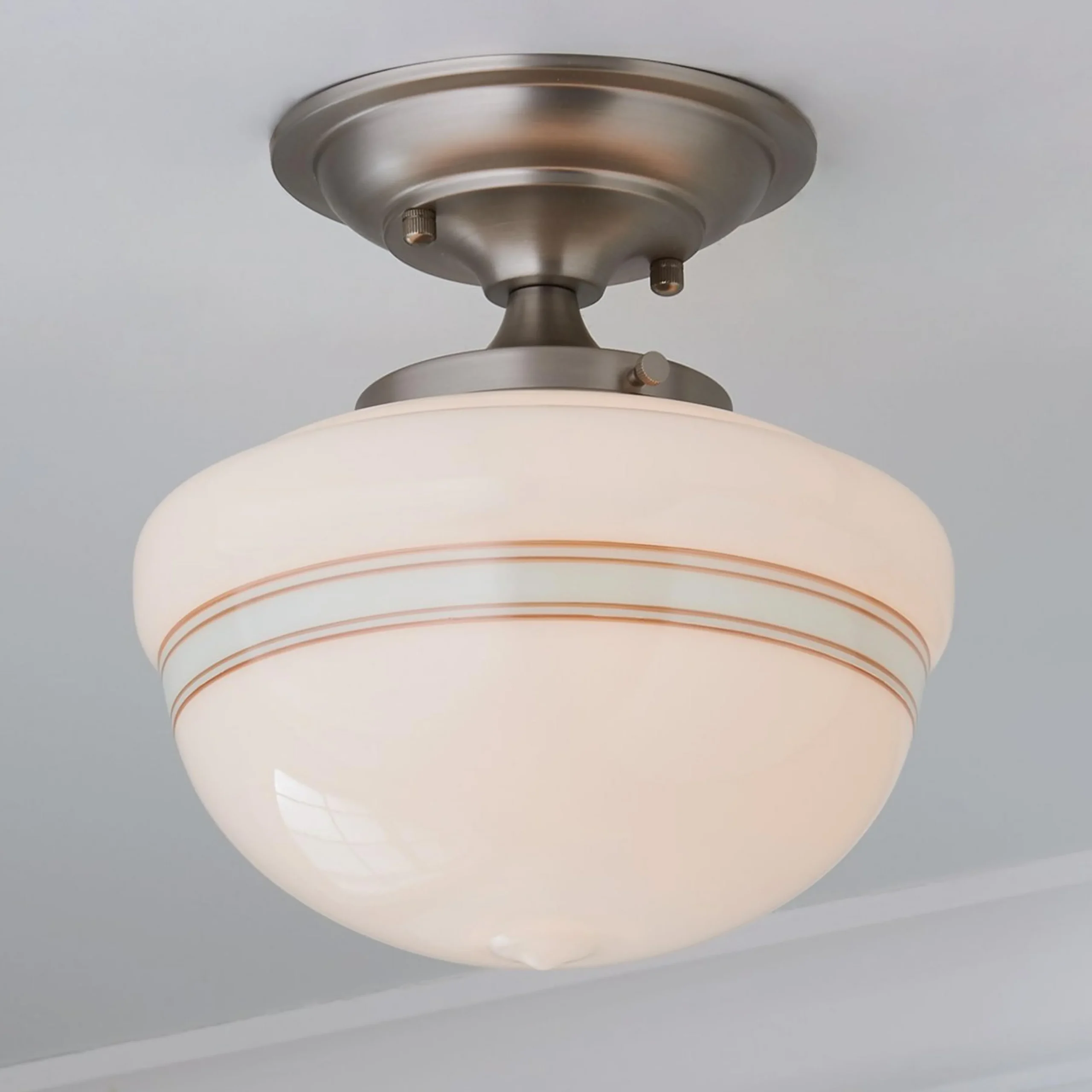 Striped Schoolhouse Semi-Flush Ceiling Light