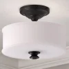 Traditional Urban Drum Glass Semi-Flush Ceiling Light