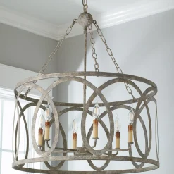 Transitional Cut Loop Drum Chandelier - 6 Light