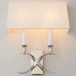 Transitional 'X' Wall Sconce with Shade - 2 Light