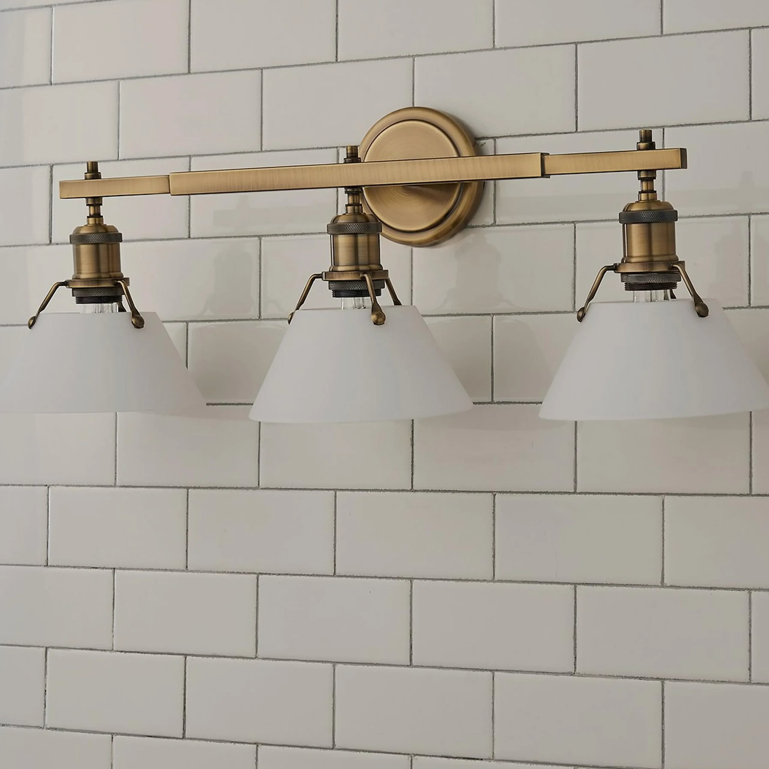 Truncated Cone Shade Vanity Light - 3 light