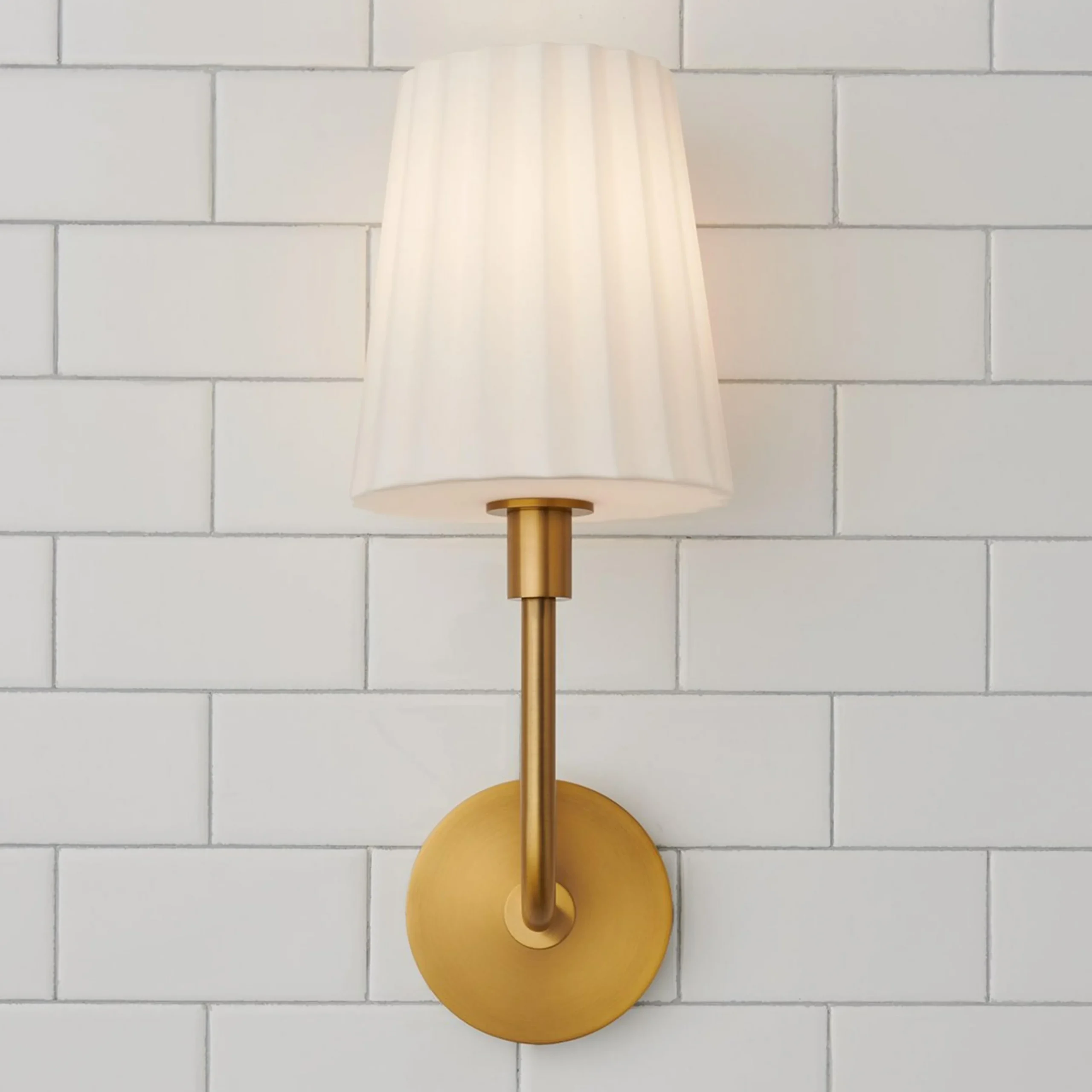 Trysania Bath Sconce - Pleated Opal Shade