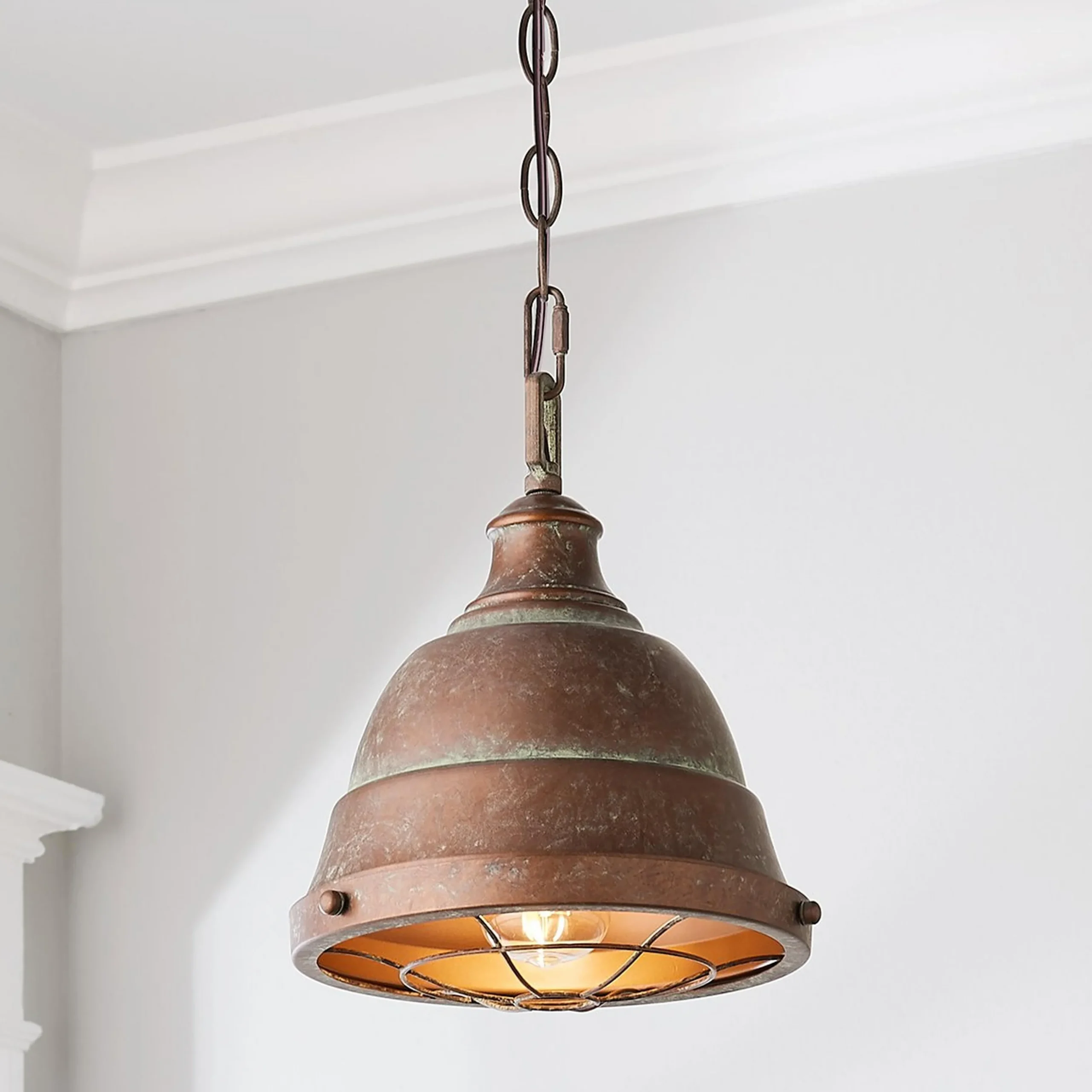 Weathered Industrial Caged Pendant - 1 Light