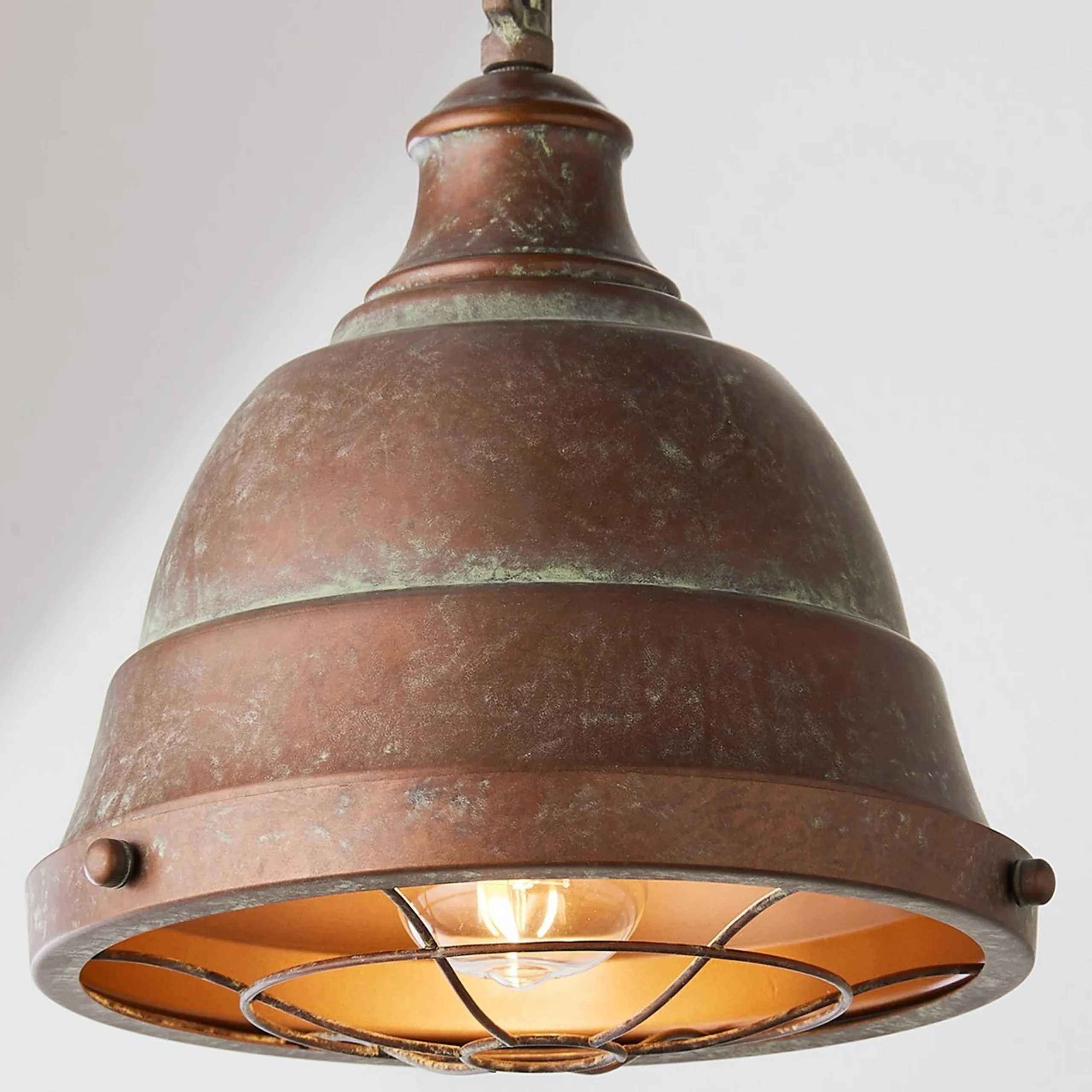 Weathered Industrial Caged Pendant - 1 Light