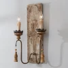 Wood and Iron Carved Floral Sconce