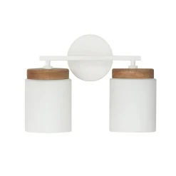 Wood Capped Vanity Light - 2 Light