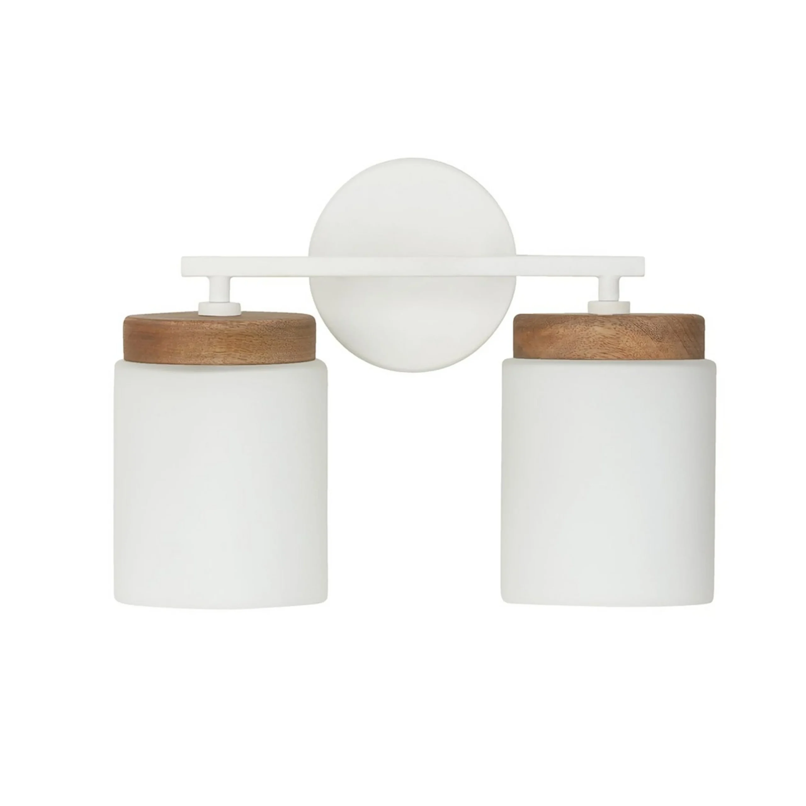 Wood Capped Vanity Light - 2 Light