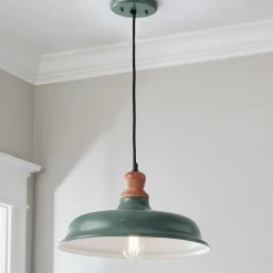 Wood Capped Warehouse Pendant