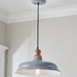 Wood Capped Warehouse Pendant