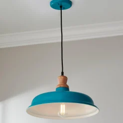 Wood Capped Warehouse Pendant