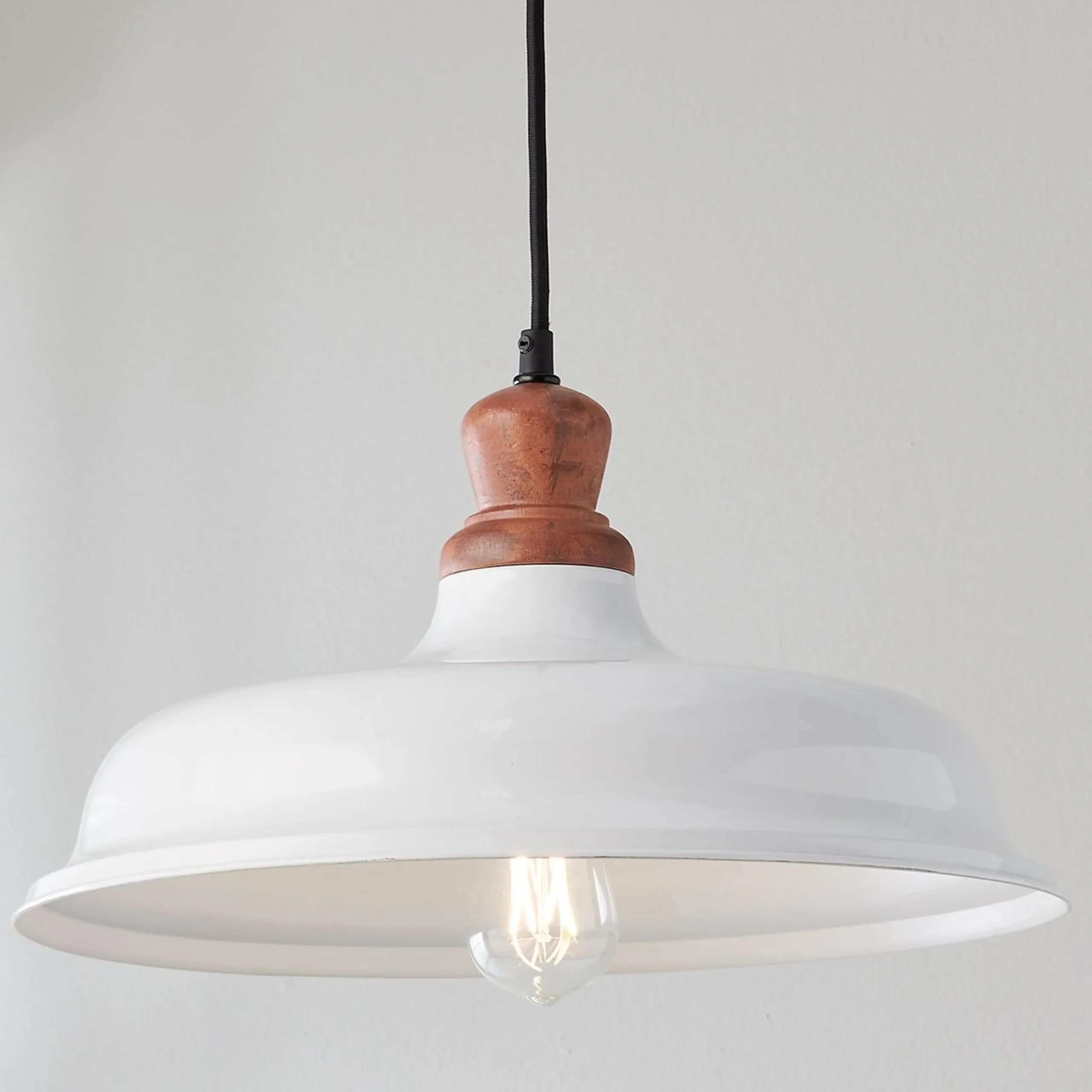 Wood Capped Warehouse Pendant