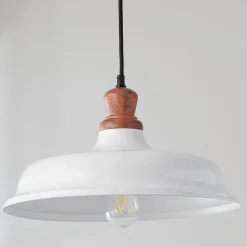 Wood Capped Warehouse Pendant