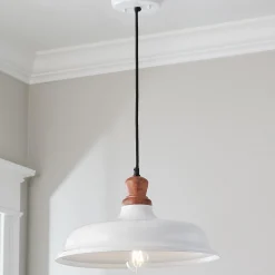 Wood Capped Warehouse Pendant