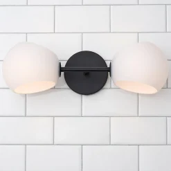 Xaviero Glass Vanity Light - 2 Light - Opal