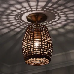 Young House Love Check Rattan Ceiling Light