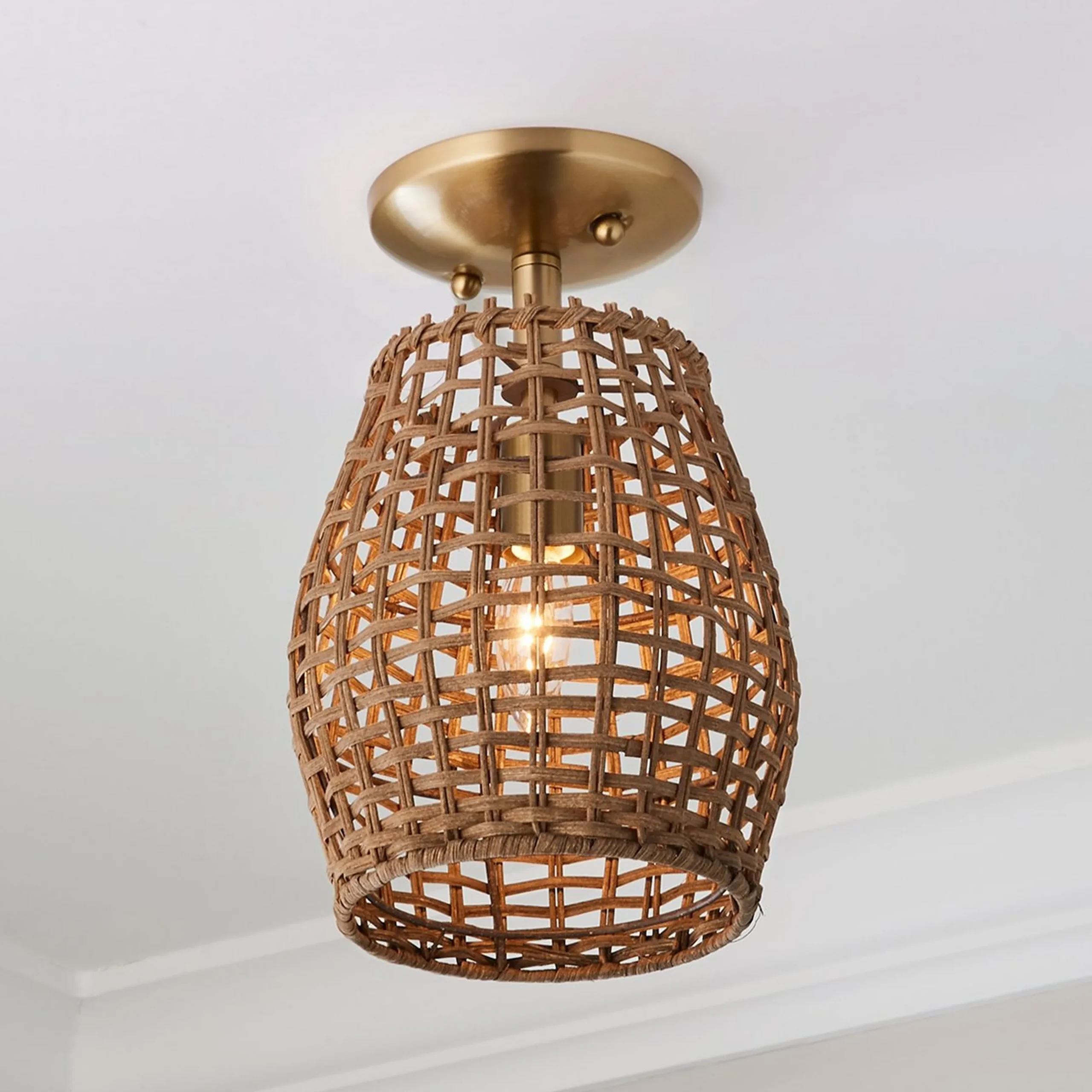 Young House Love Check Rattan Ceiling Light